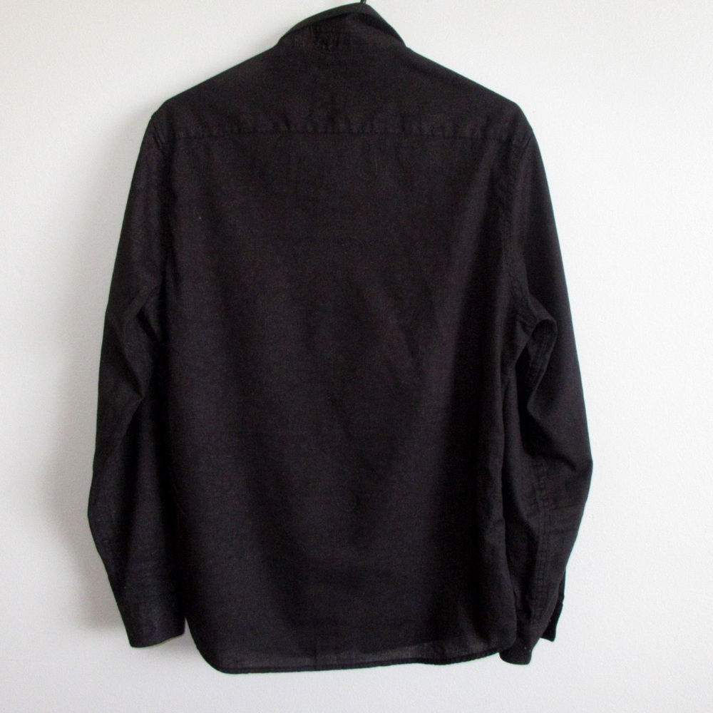 Topman Slim Fit Shirt Black Button Down Long Sleeve Contrast Cuffs Size Medium - Picture 3 of 4